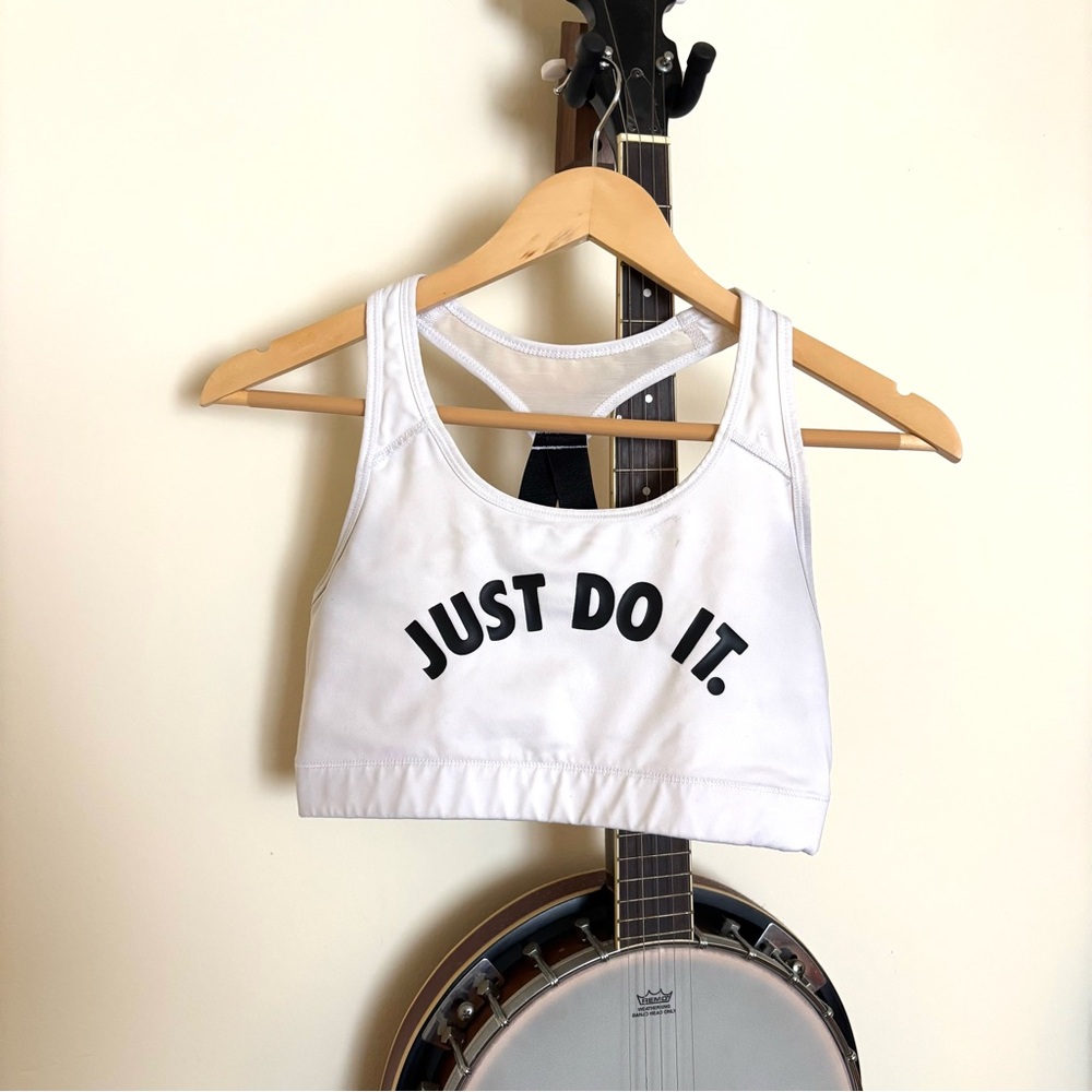 Nike White Sports Bra with Slogan